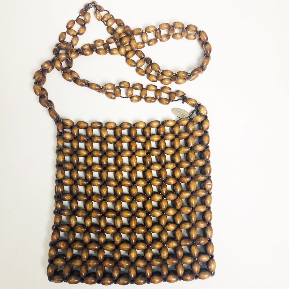 American Eagle Wooden Beaded Crossbody Mini Bag